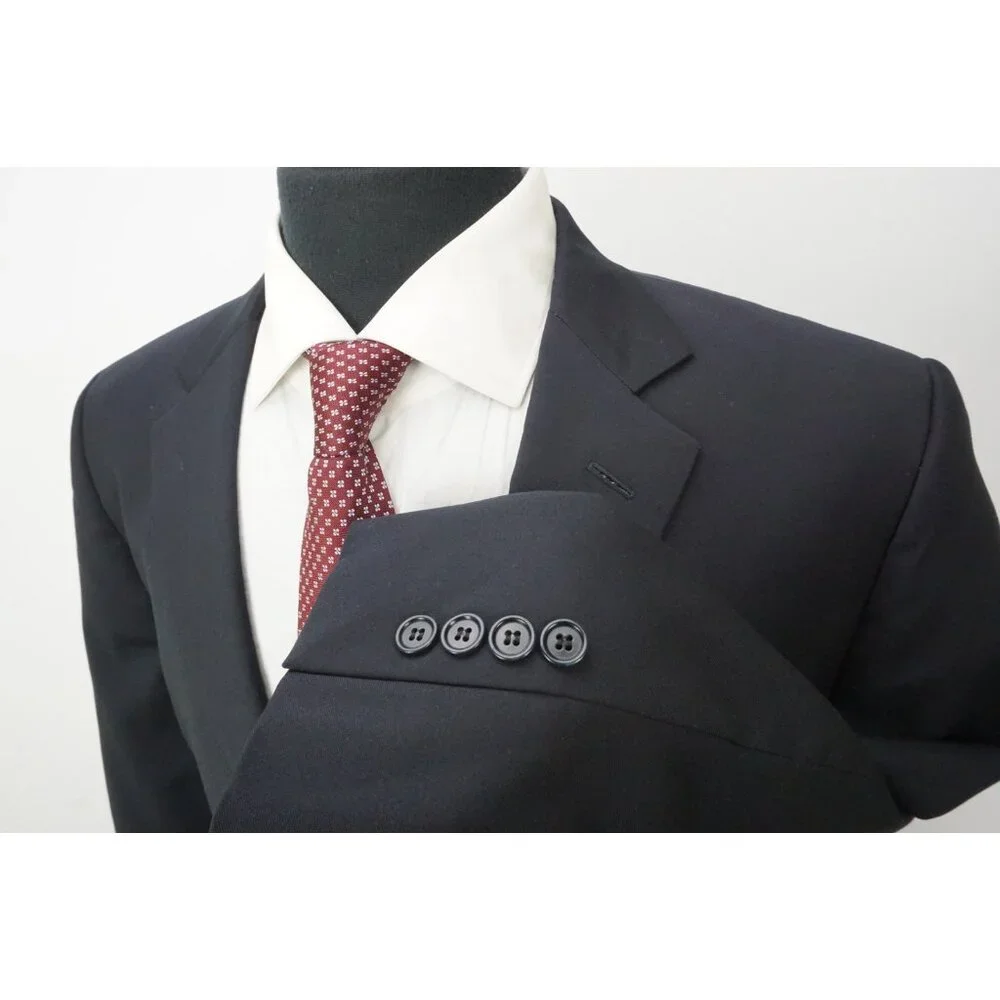Brooks Brothers Fitzgerald Navy Blue 100% Wool 2 Pc Suit Jacket Pants Sz 45R
